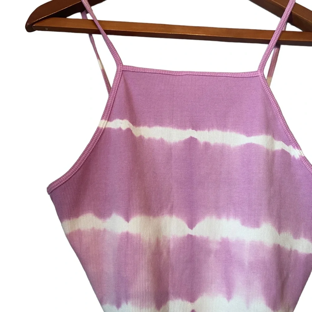 Zara Lavender and White Tie Dye Cropped Tank Top